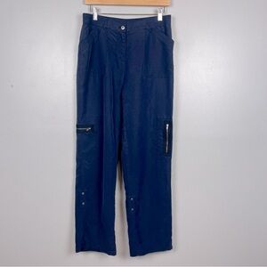 Chico’s blue modal poly blend convertible elastic waist cargo pants, 1 = medium.